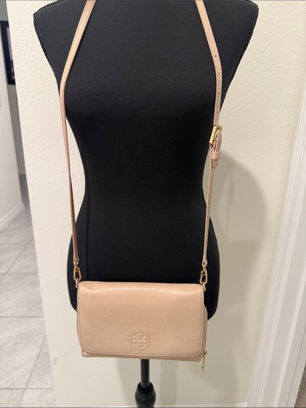 Tory Burch Blush Leather Crossbody Wallet Bag
